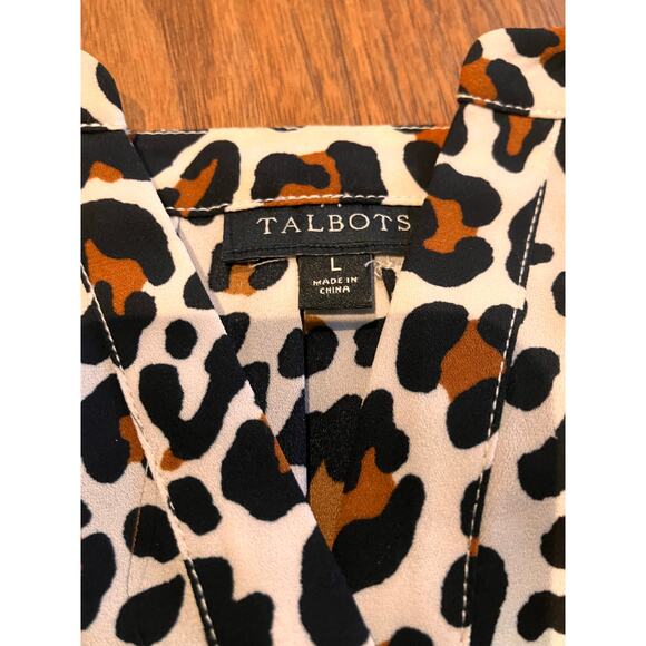 TALBOTS Cheetah Print Blouse, Large, Long Sleeve, Lightweight, Top, Animal - Picture 5 of 9